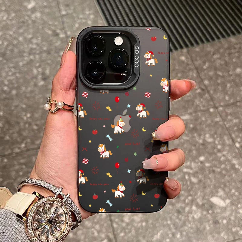 新年小马适用苹果16/15手机壳iphone14Promax17/13软12防摔11