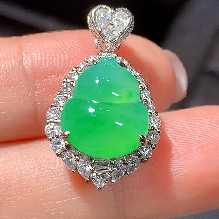 翡翠18K金镶嵌吊坠(不含链)