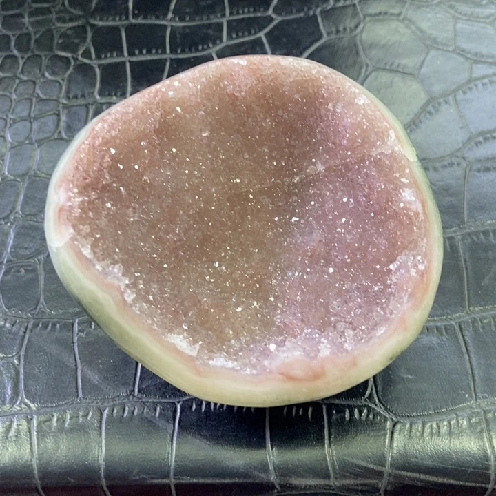 未镶嵌珠宝半成品水晶粉晶圆盘