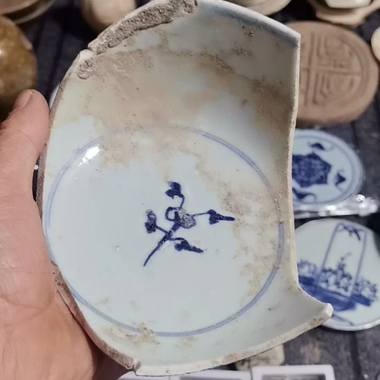 瓷片青花影青杯垫学习标本