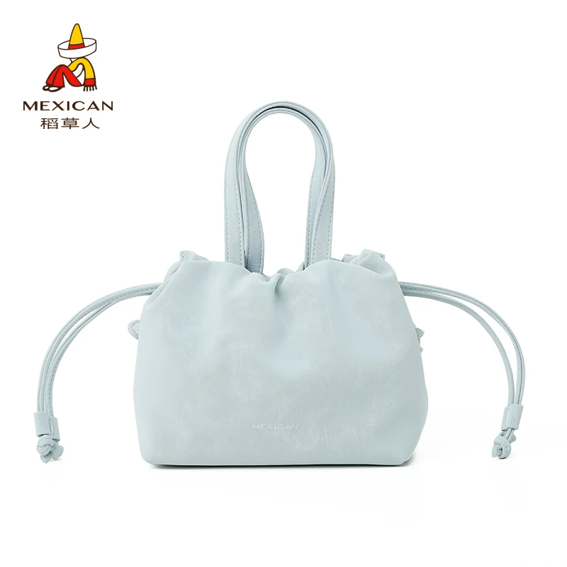 稻草人25年新款三色纯色轻便抽云朵小包