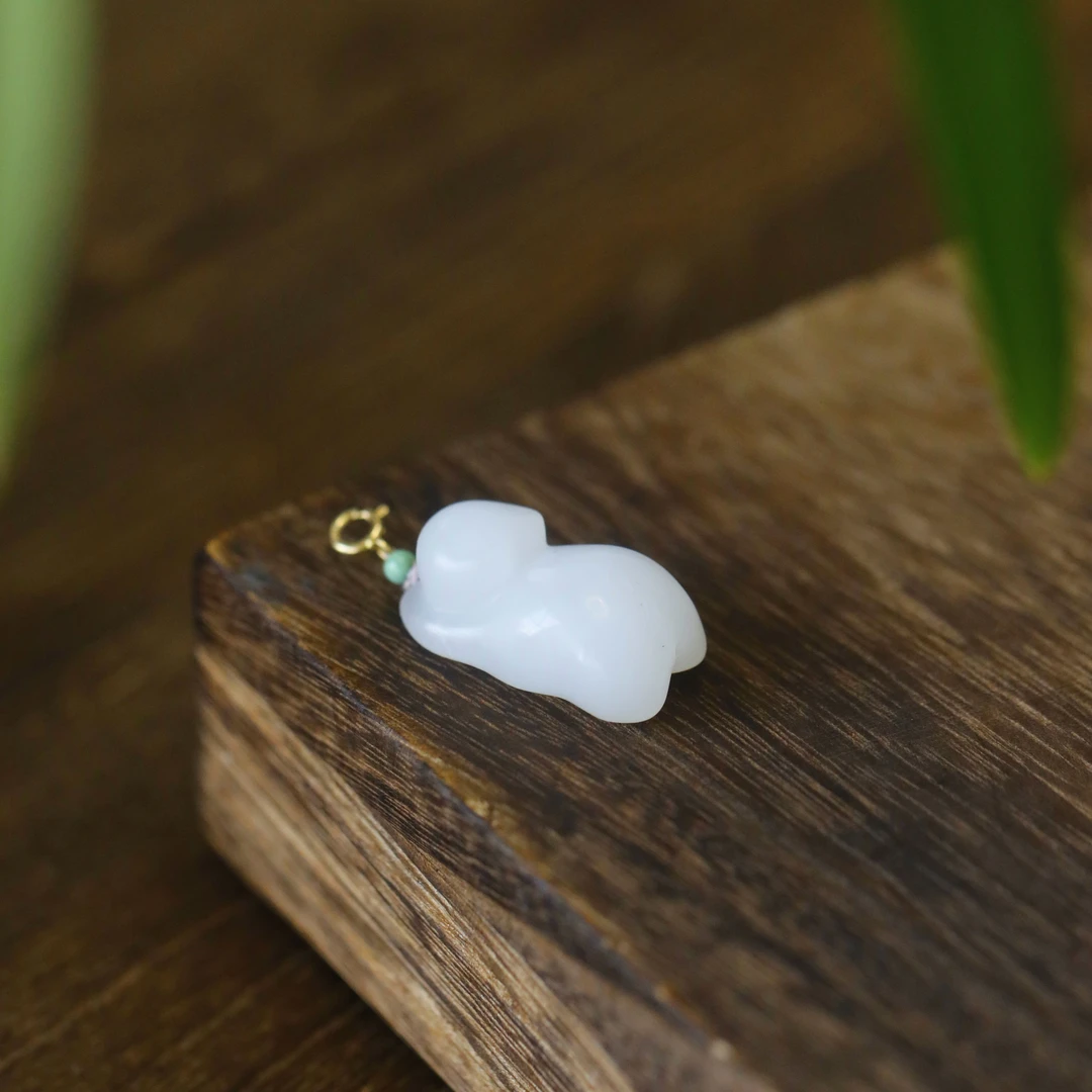 麦麦【盺然】天然和田玉白玉趴趴猫 吊坠 多样性发货其一