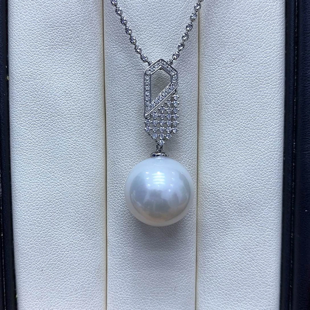海水珍珠吊坠(不含链)18K金镶嵌15到16点位澳白
