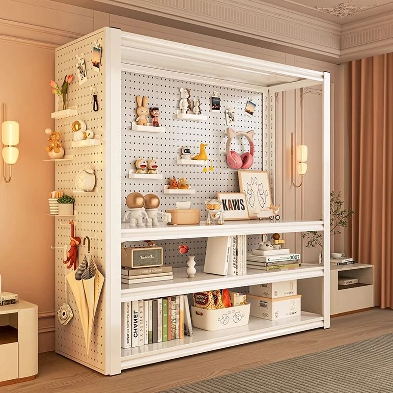 洞洞板配件置物架货架储物柜书柜侧边洞洞板收纳架多层杂物储物架