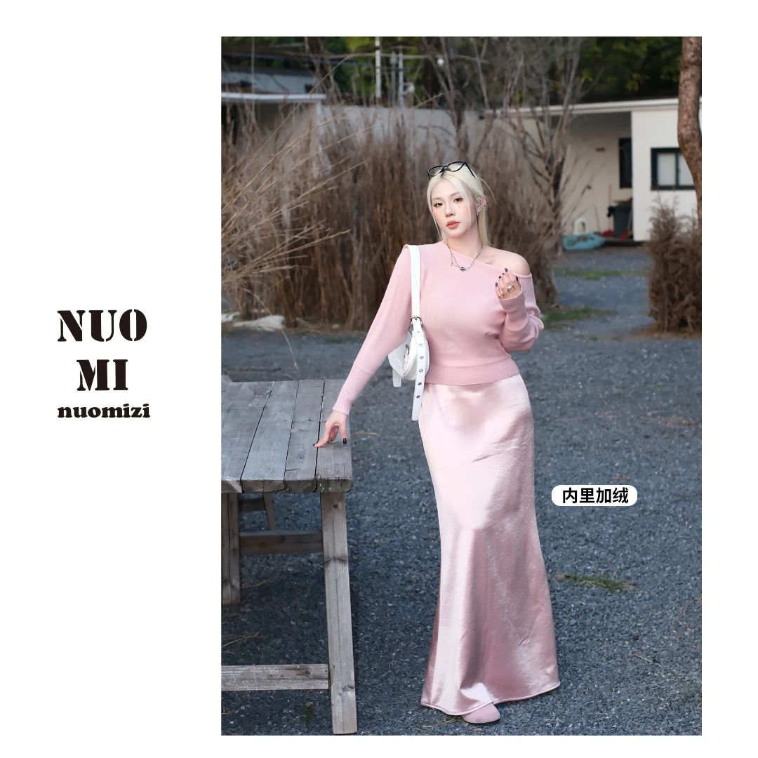 ZOZ糯米子[鎏金岁月]丝滑缎面半身裙女高级感优雅气质半裙女+上衣