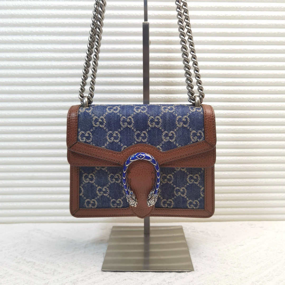 95新 GUCCI/古驰 Gucci古驰 Dionysus 牛仔酒神包链条包单肩包