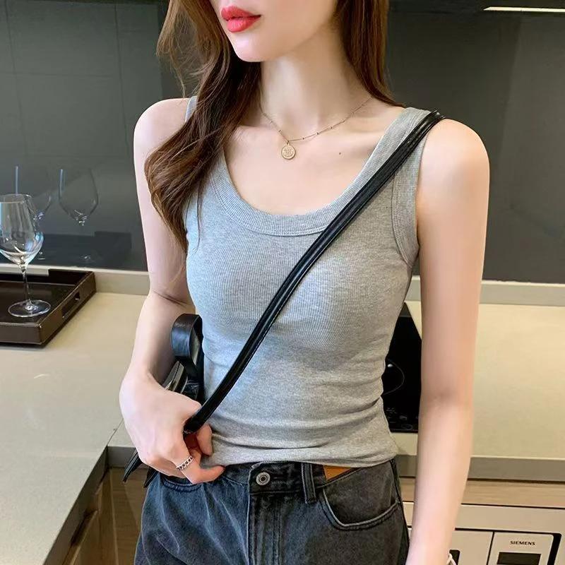 螺纹棉吊带背心内搭上衣女