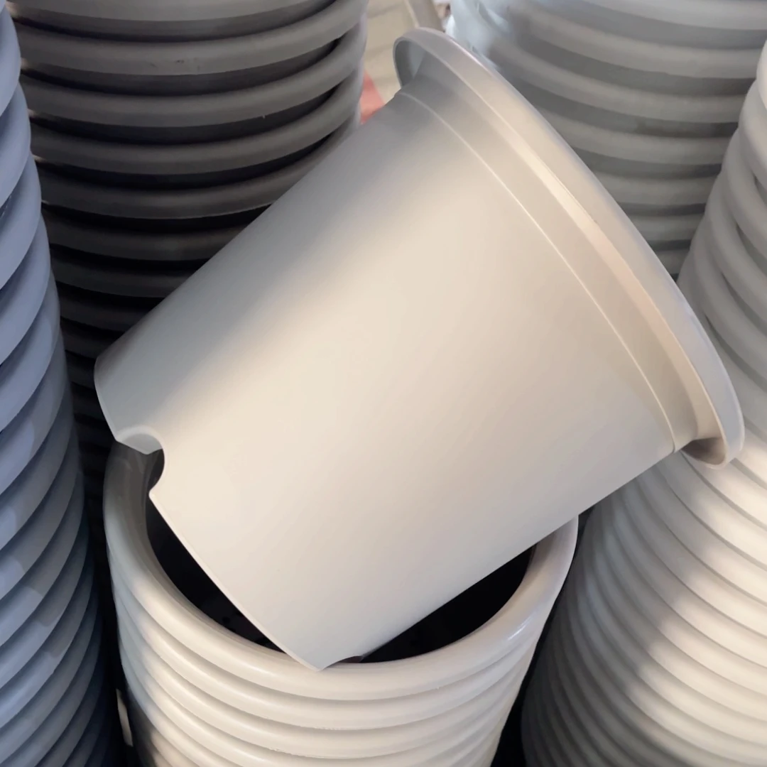 树脂四季盆6#无拖灰白5