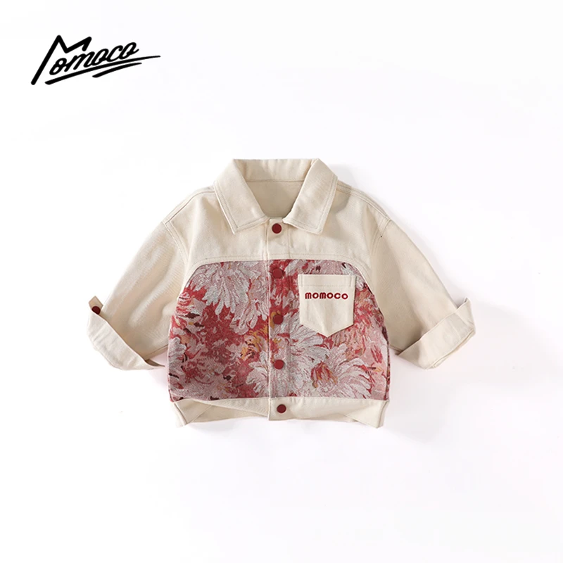 MOMOCO秋季新款男童国潮刺绣拼接百搭时尚外套75330107040