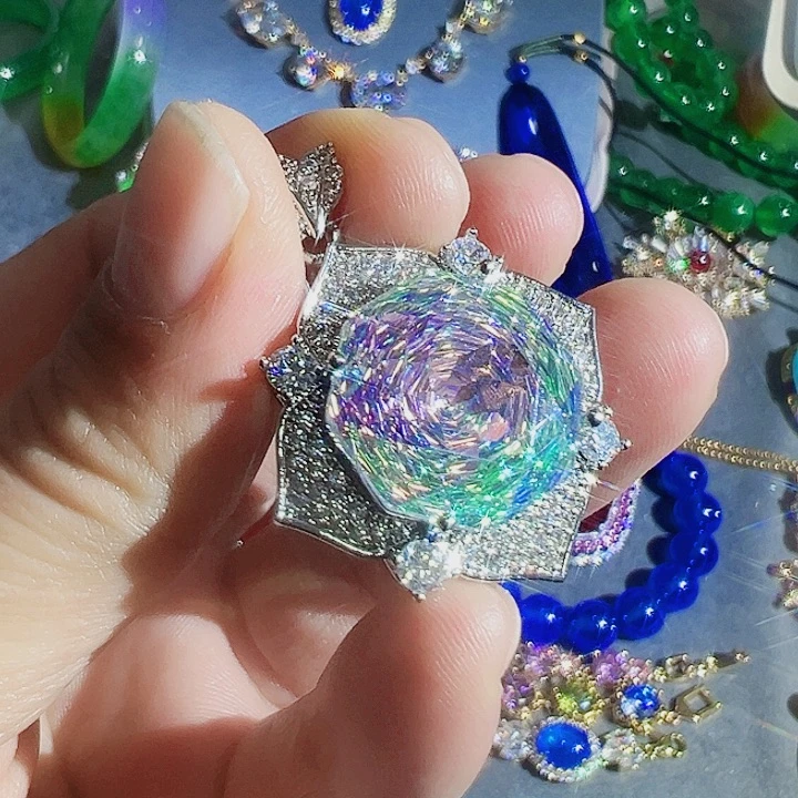 钨金红色蓝色满钻镶嵌