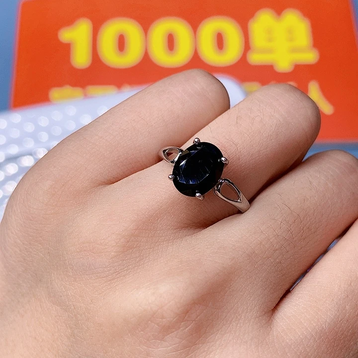 蓝宝石戒指银S925镶嵌