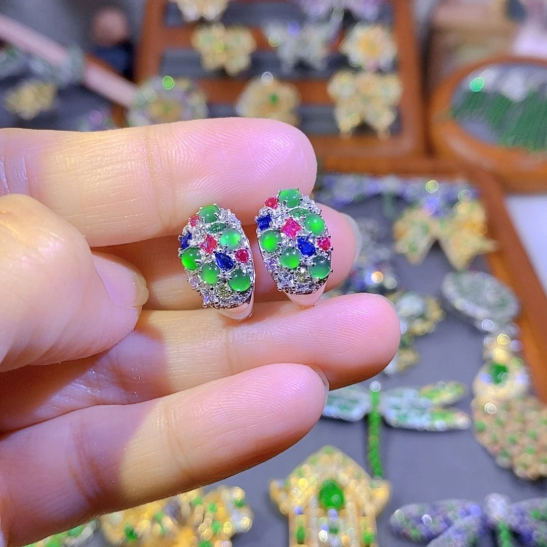 颈饰银S925镶嵌翡翠