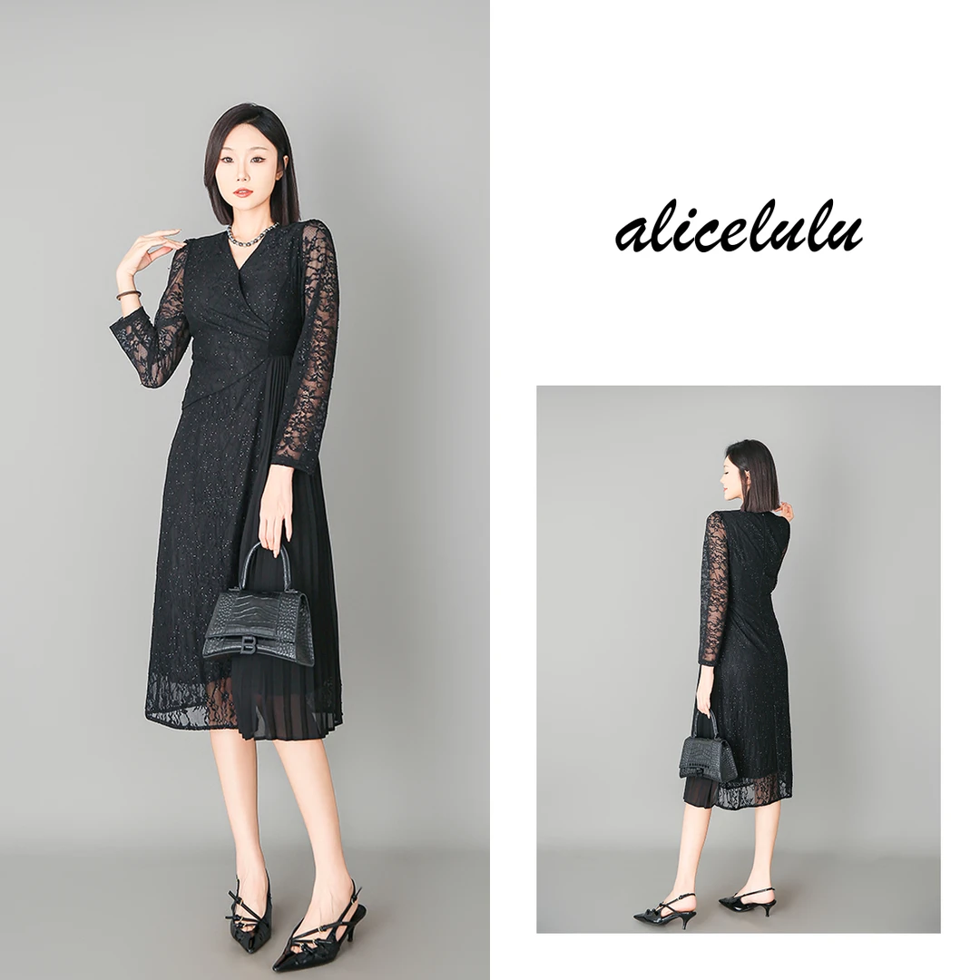 1 ALICE “星河万里”连衣裙 璀璨蕾丝 优雅百褶 S2138929A