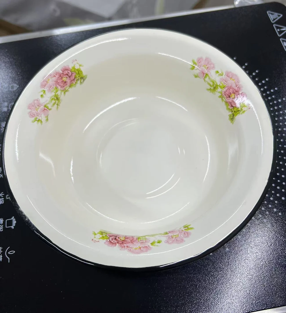 18公分粉玫瑰搪瓷抓饭碗一个（下单必看详情介绍，介意勿拍）