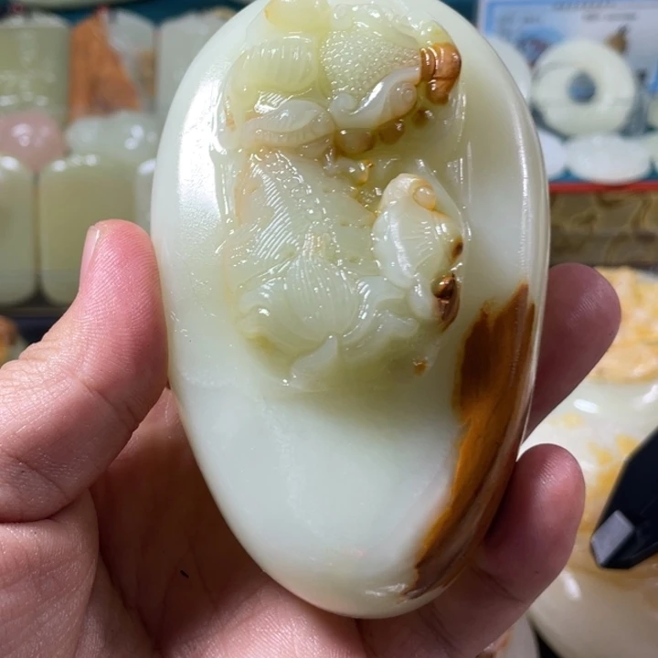 山***叔石材天然方解石手把件不退换