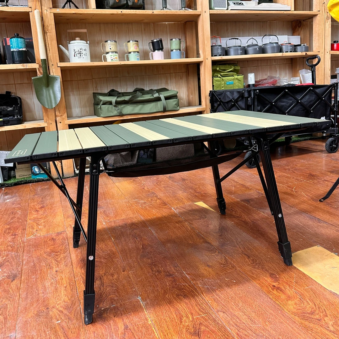 韩国泰山高端蛋卷桌可折叠可伸缩带网兜全铝合金双拼色