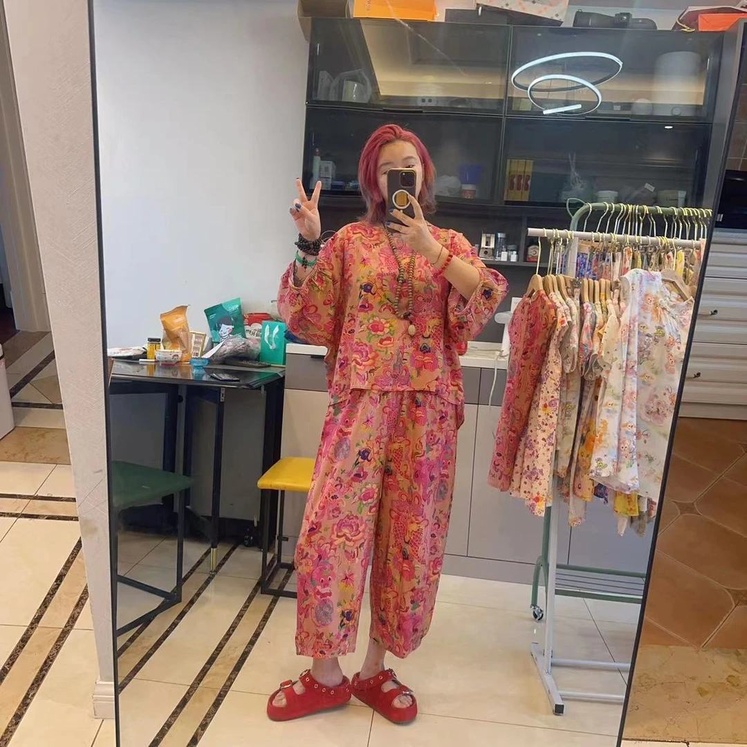 217如意    松弛感棉绸年轻妈妈套装新款新中式国风七分裤套装