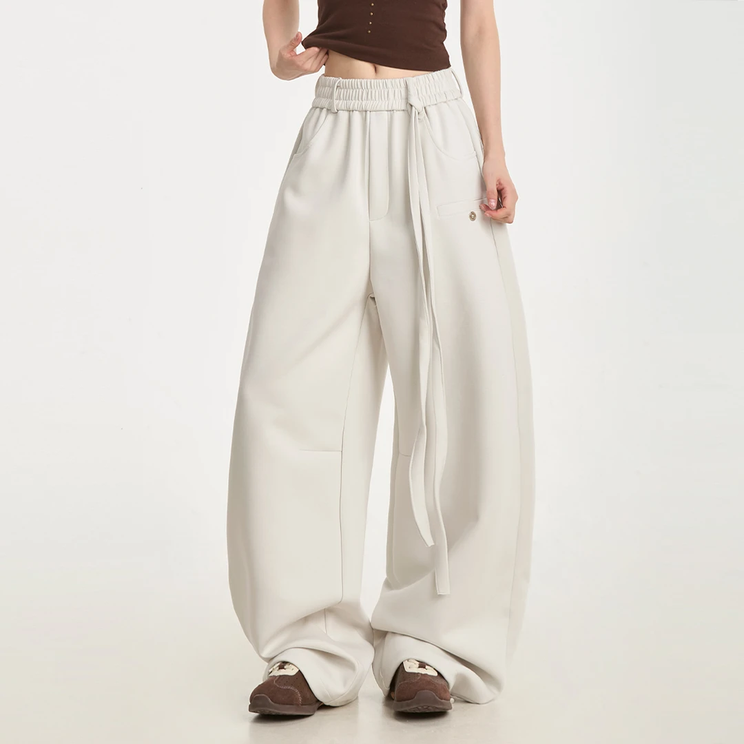 NOONOZ美式潮牌纯色运动卫裤男女秋冬宽松休闲裤垂感百搭显瘦裤子