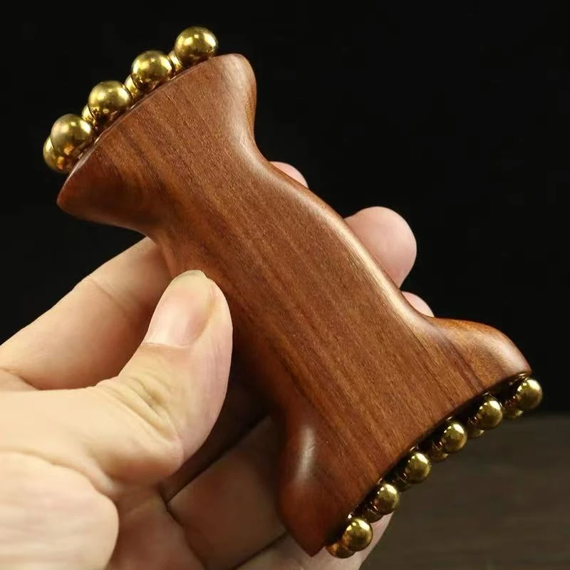 黄铜按摩刷檀木按摩器疏通手持