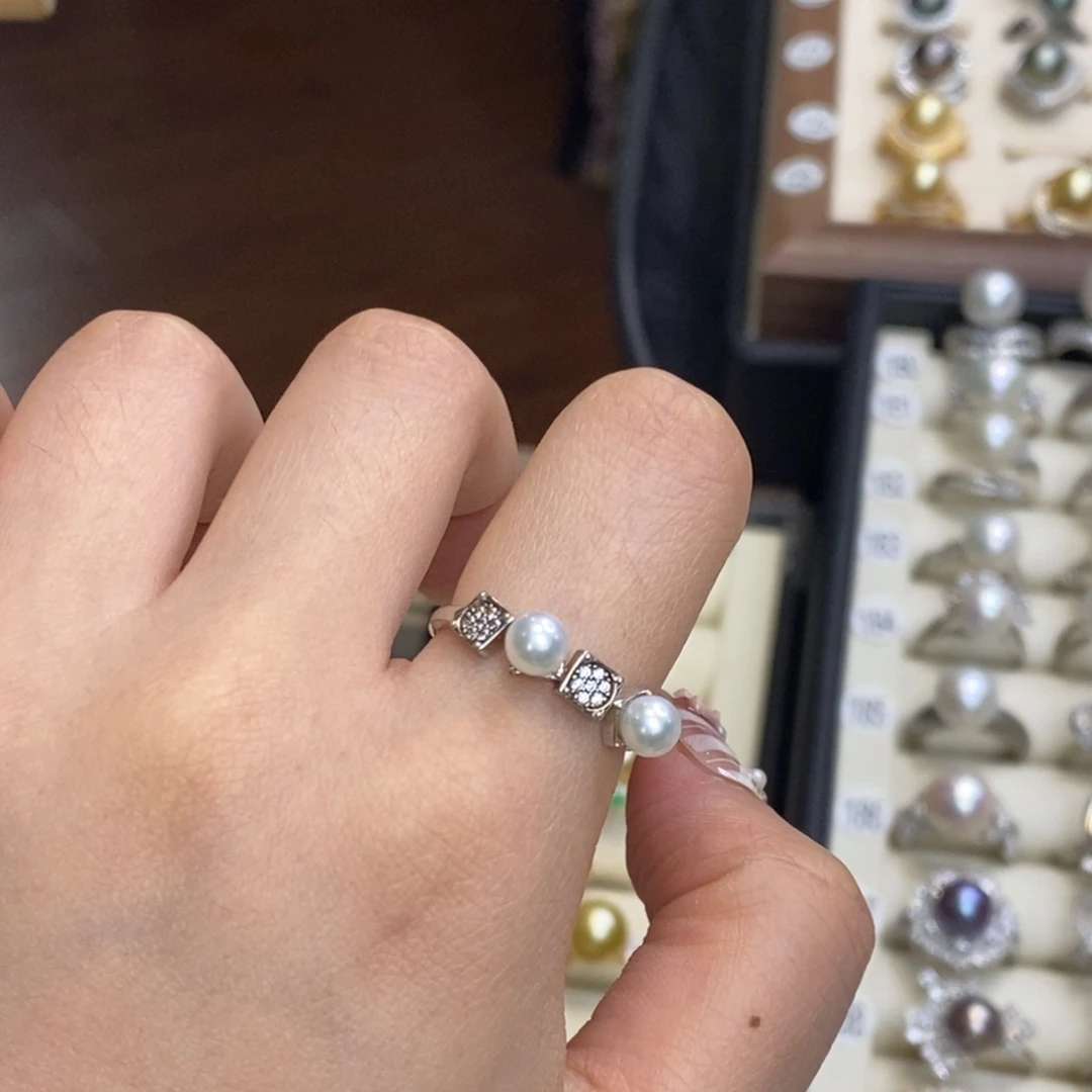 淡水珍珠银S925镶嵌戒指特价