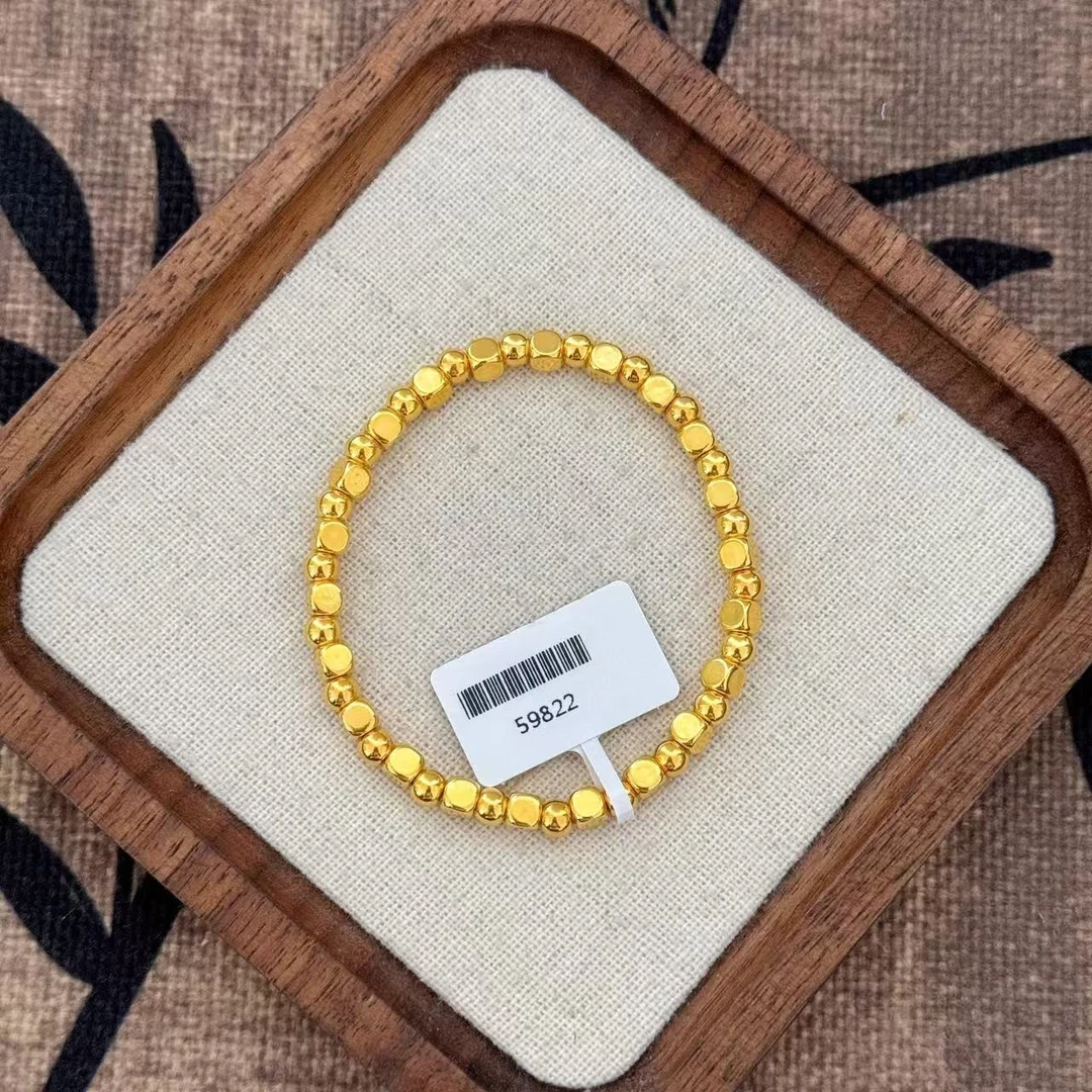 【小鹏黄金】足金999碎银几两小方糖5D工艺手链