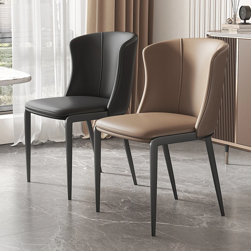简约现代设计师餐厅家用皮椅餐椅轻奢软包餐桌椅子意式极简靠背椅