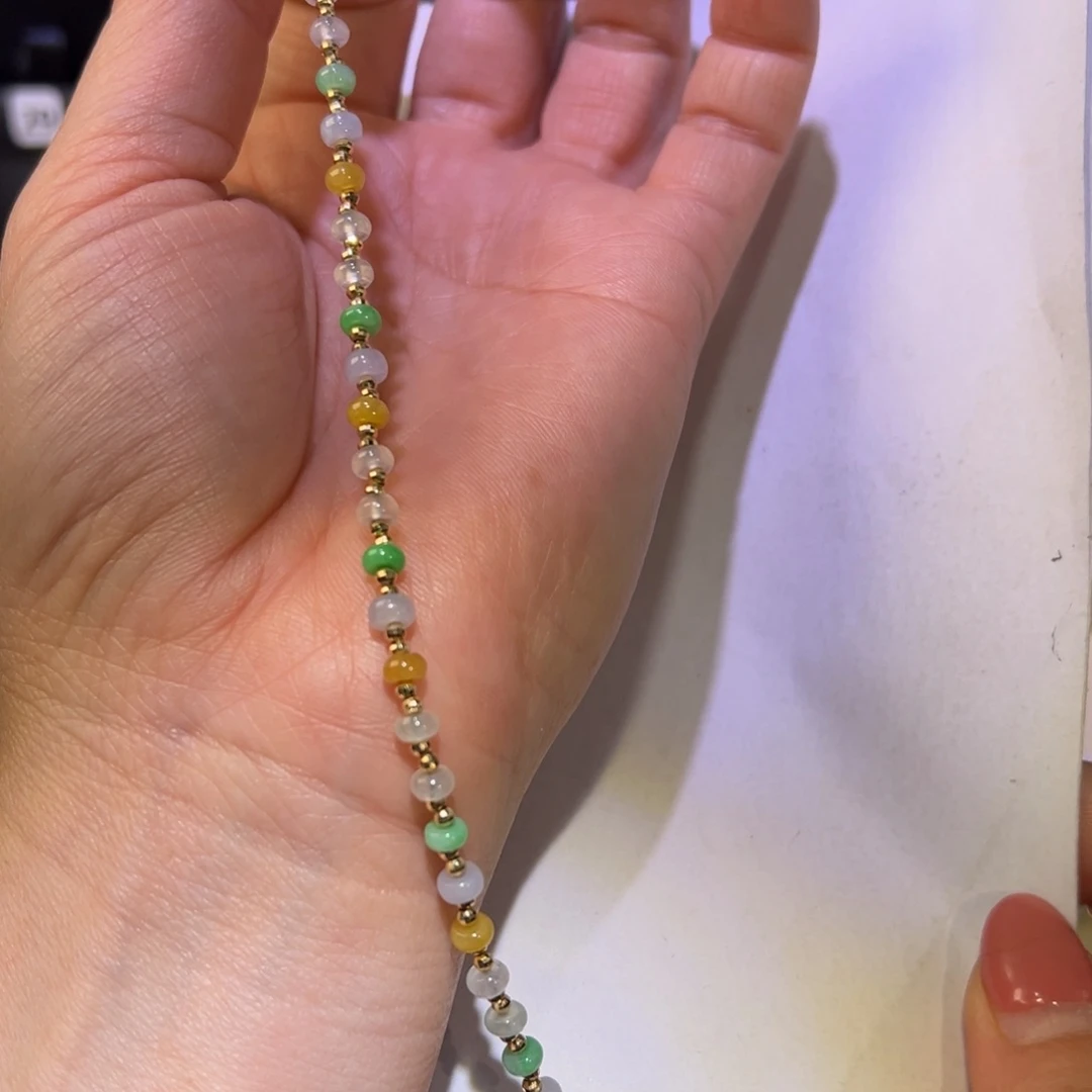 翡翠颈饰18K金镶嵌手链