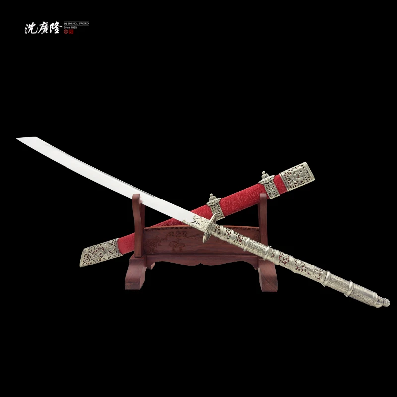 龙泉沈广隆 康熙战刀 冷凝钢 白铜 鱼皮 宝剑 未开刃