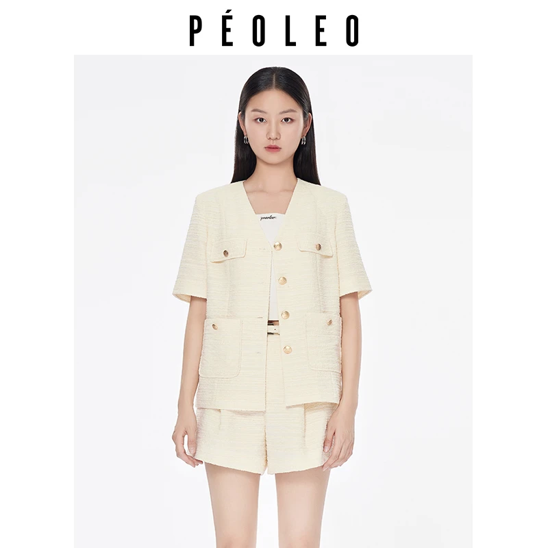 飘蕾2025夏季新款简约气质休闲小香短袖外套女PK3102195