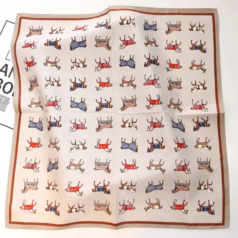 【香槟骏马】宫丽68x68cm6A纯100桑蚕丝素绉缎时尚百搭方巾