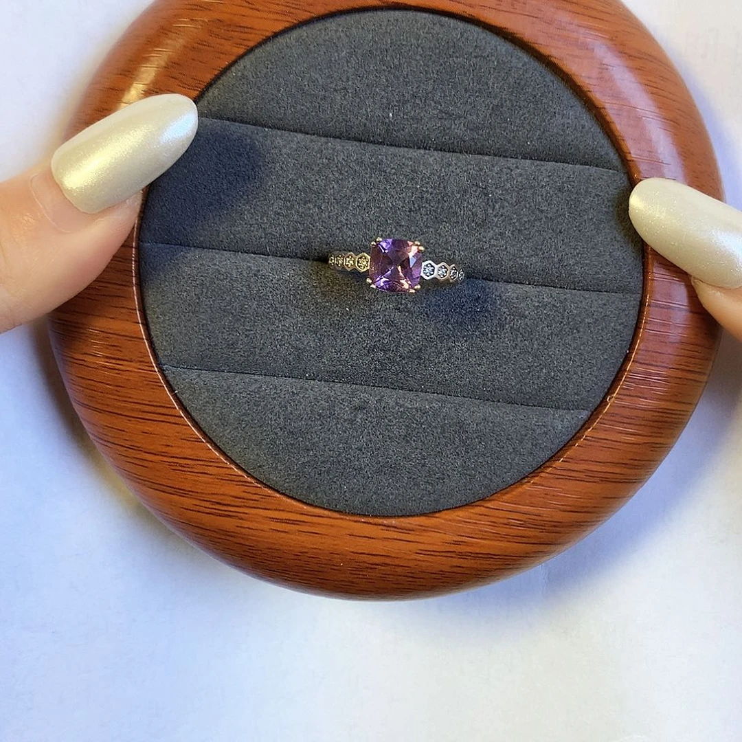 紫晶戒指银S925镶嵌戒指