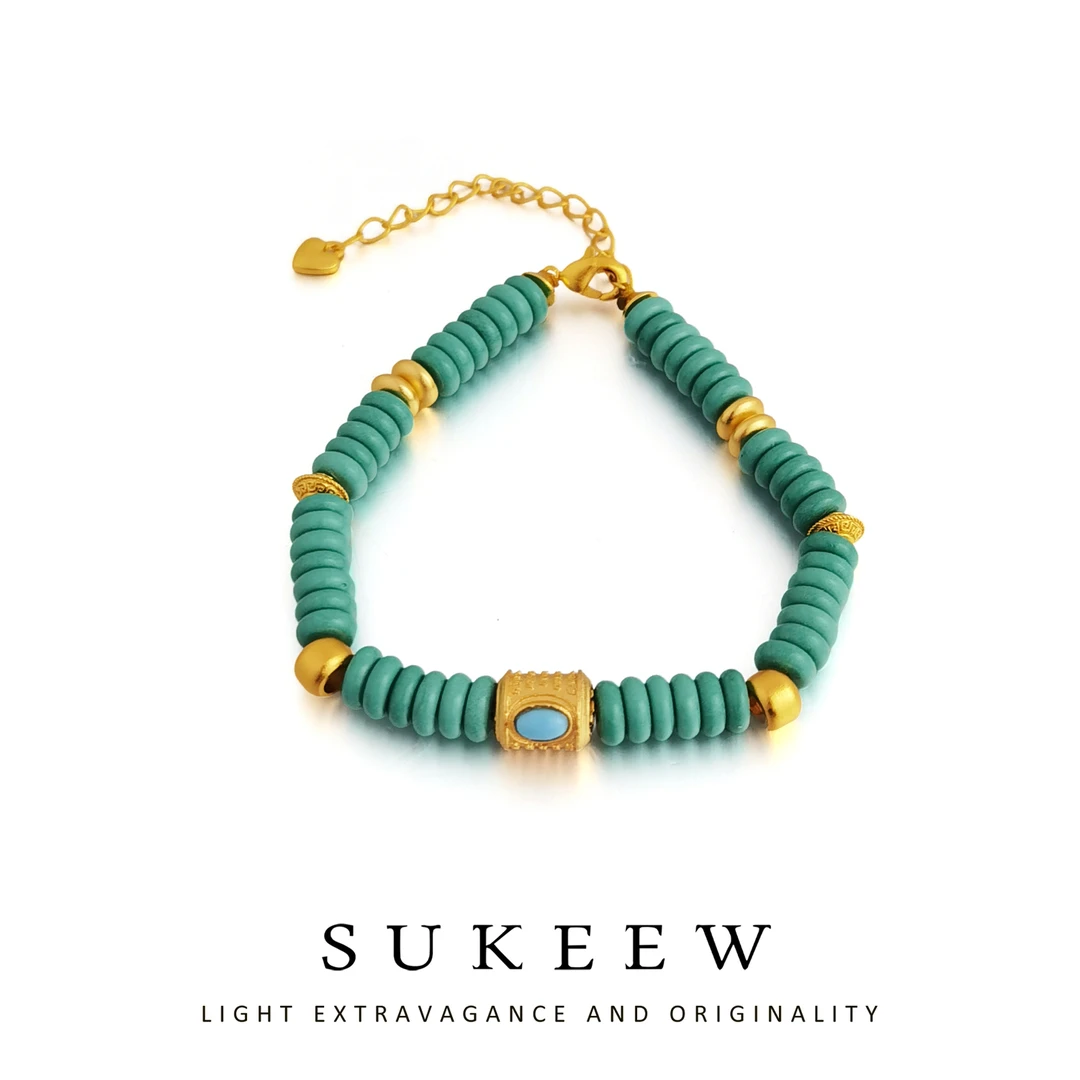 SUKEEW/酥可 铜合金手链 新中式绿圈精致国风气质手链221017