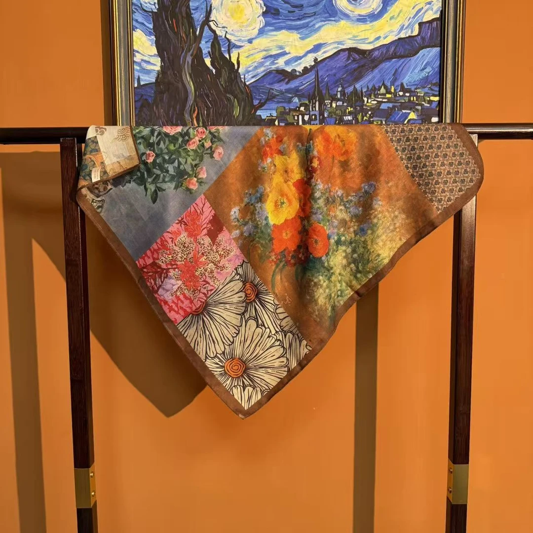 【 暖调花艺】70*70重磅香云丝毛高货重磅国风高端丝巾-L22