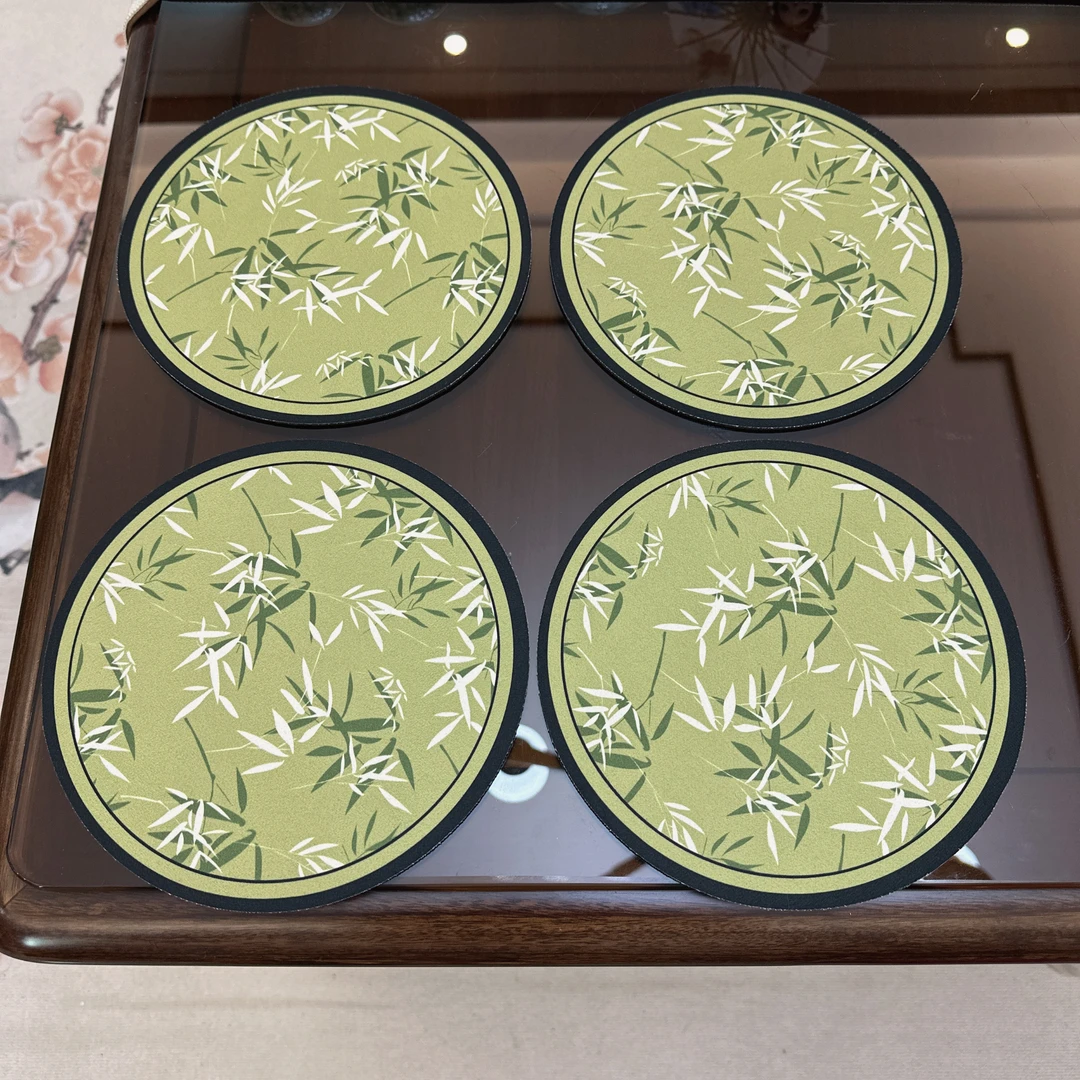【拍一发四】竹叶硅藻泥餐垫复古家用创意防烫杯碗垫