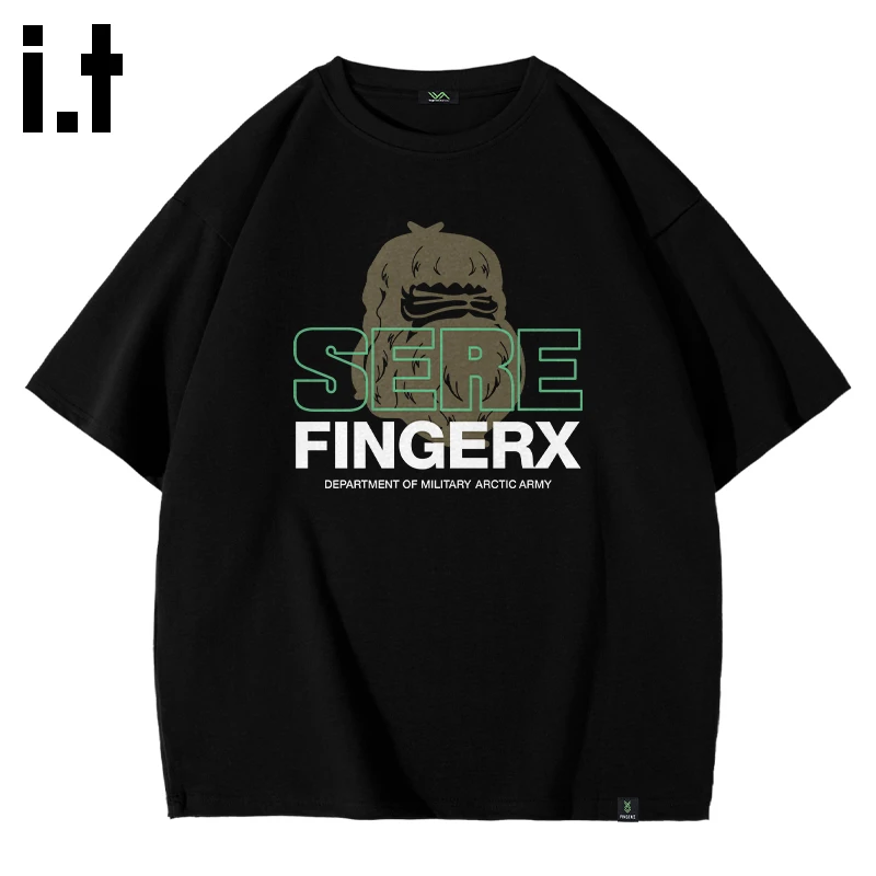 it FINGERCROXX短袖t恤男潮牌2025夏季新款男装高级感纯棉半袖衫