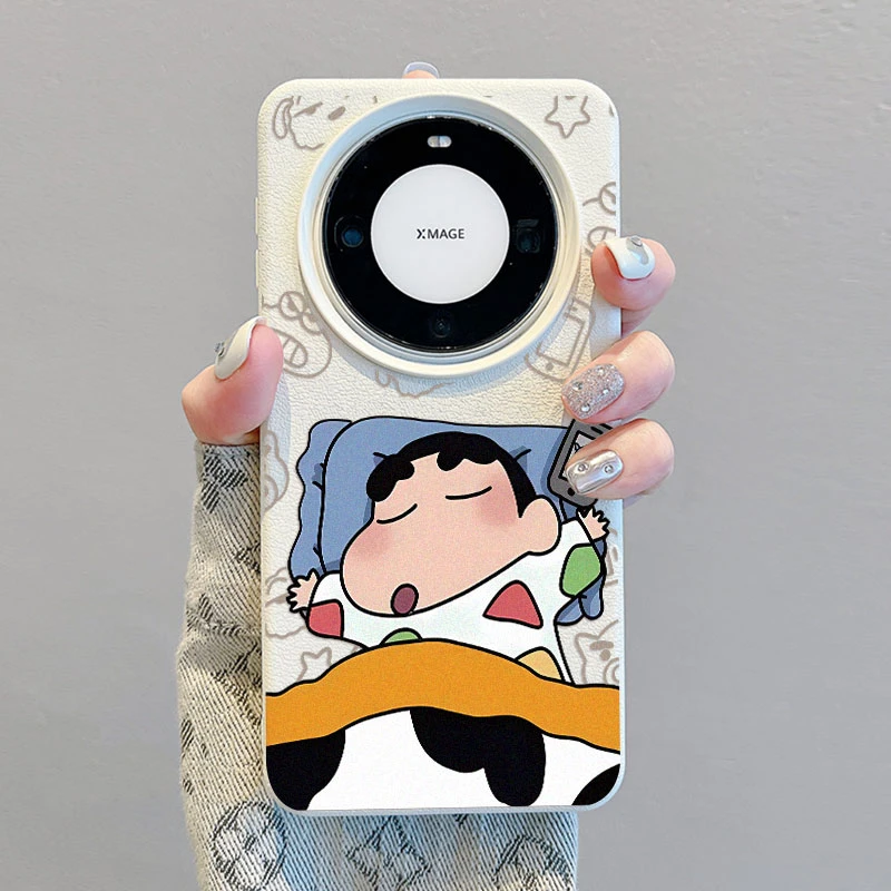 睡觉小新适用华为Mate70Pro手机壳卡通mate60软皮纹P70防摔保护套