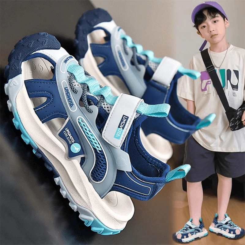 ABC凉鞋男童夏款2025软底儿童鞋凉拖男孩运动鞋包头中大童沙滩鞋