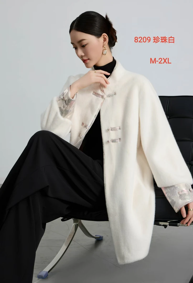 中式圆领百搭常规款上衣女秋冬短外套时尚潮流时尚开衫冬季