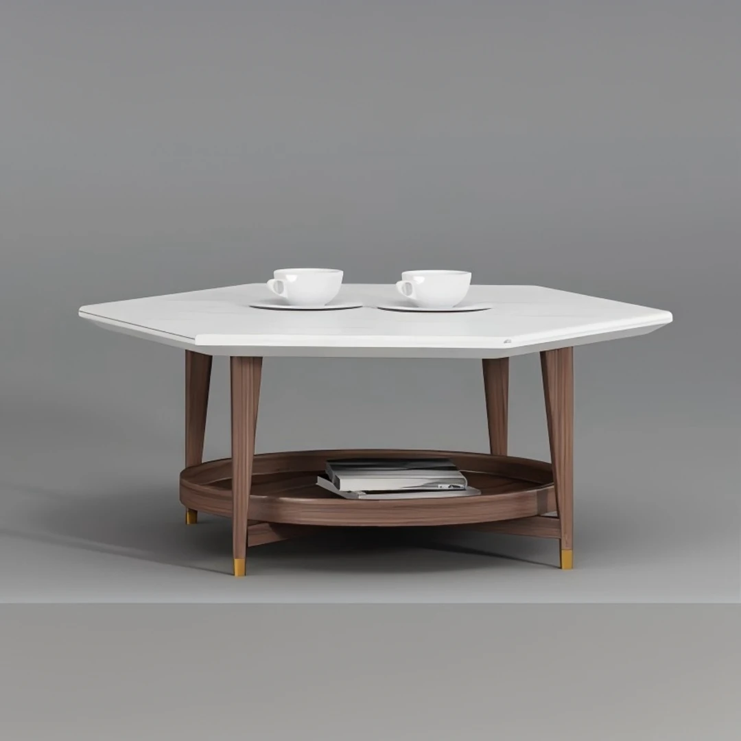 2051（岩板面）90*78*42cm六角茶几【不包安装】库存尾货（铁三）5219