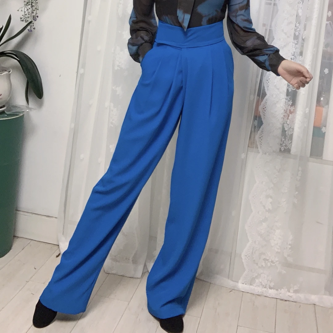 【惠莹】四季款斜纹面料魔术贴显瘦高腰直筒裤