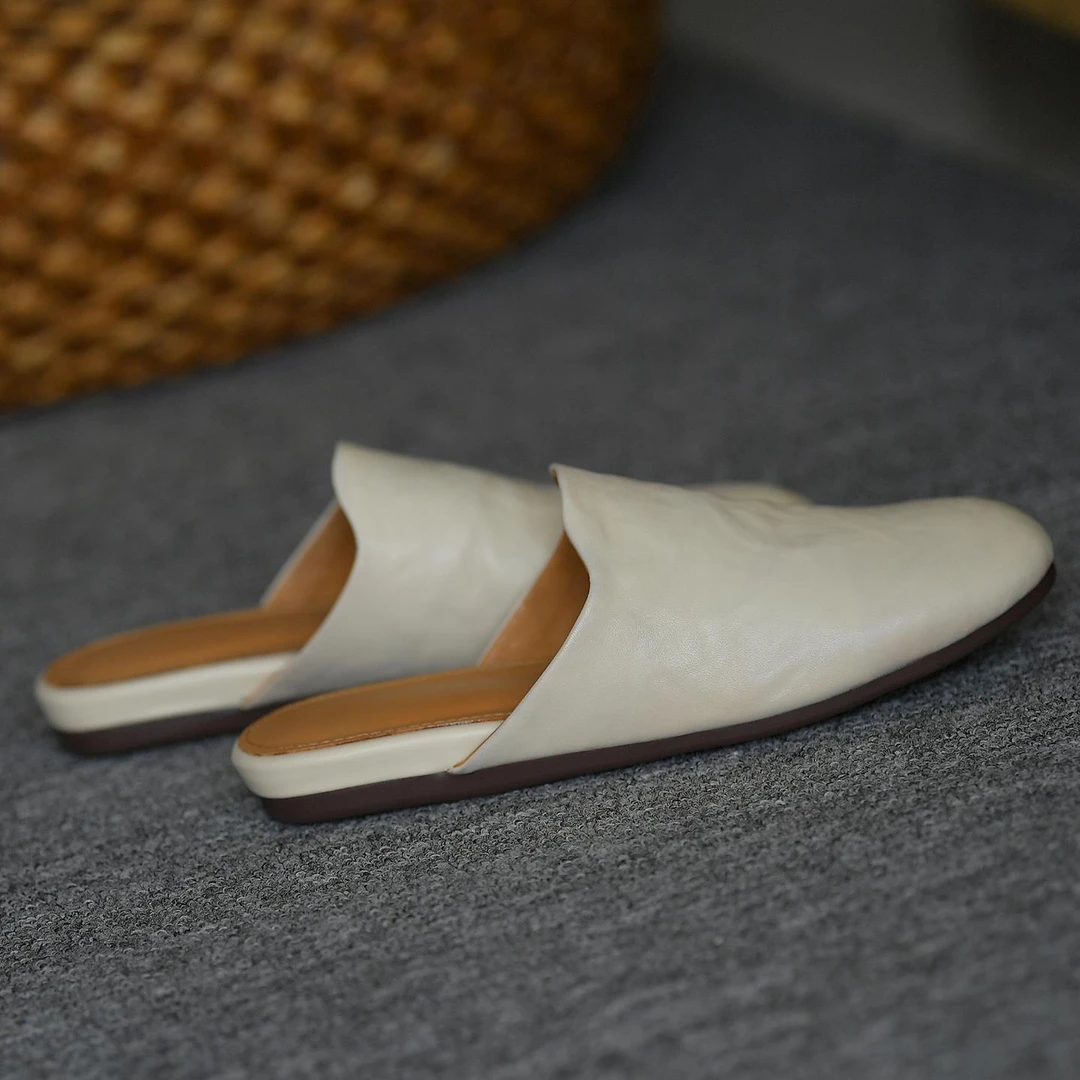 皮 软底软面平底皮拖鞋夏季外穿 好脚感包头凉拖