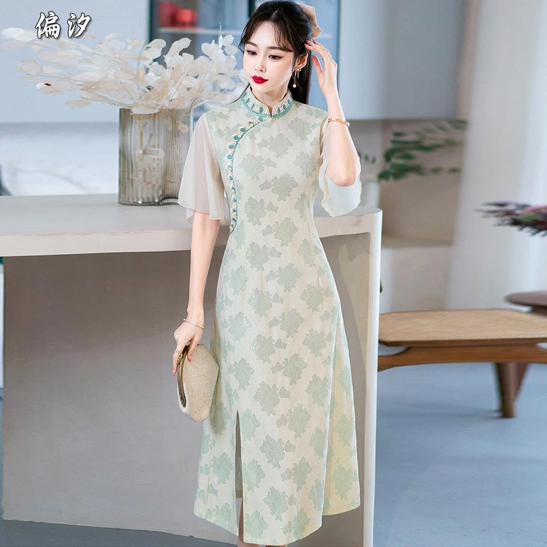 日常穿搭气质绝美旗袍夏季新款大码女装新中式国风改良碎花连衣裙
