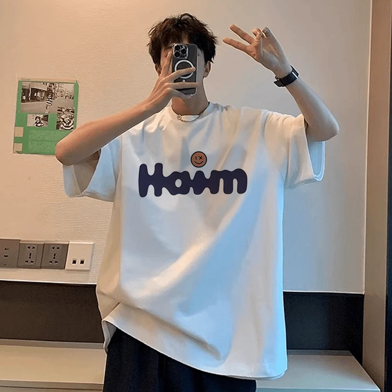 【重磅纯棉】短袖t恤男美式复古潮牌新款男生宽松休闲字母印花衣服