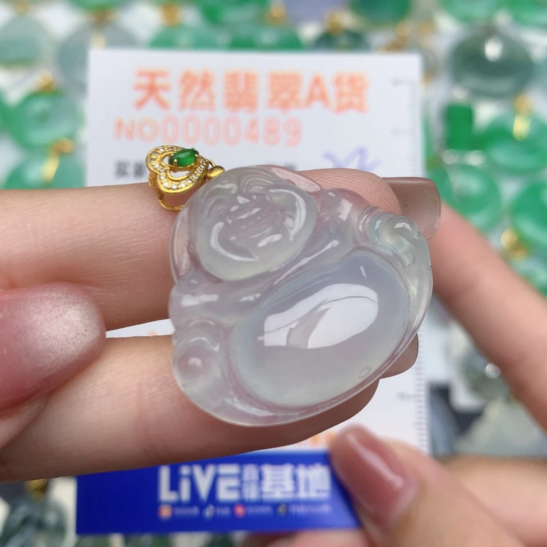 翡翠18K金镶嵌颈饰佛公