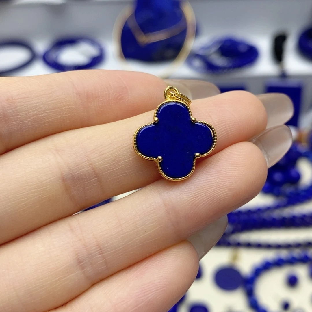 青金石银S925镀金镶嵌颈饰