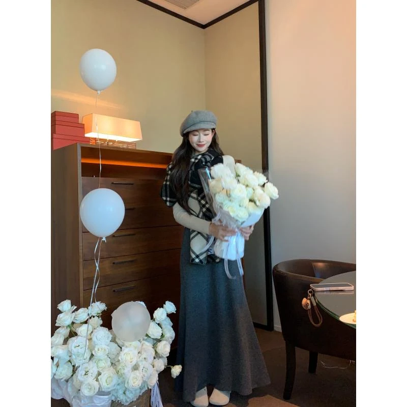 EIA一尧【格雷腔调】秋冬文艺穿搭显瘦鱼尾半身裙休闲气质百搭高腰