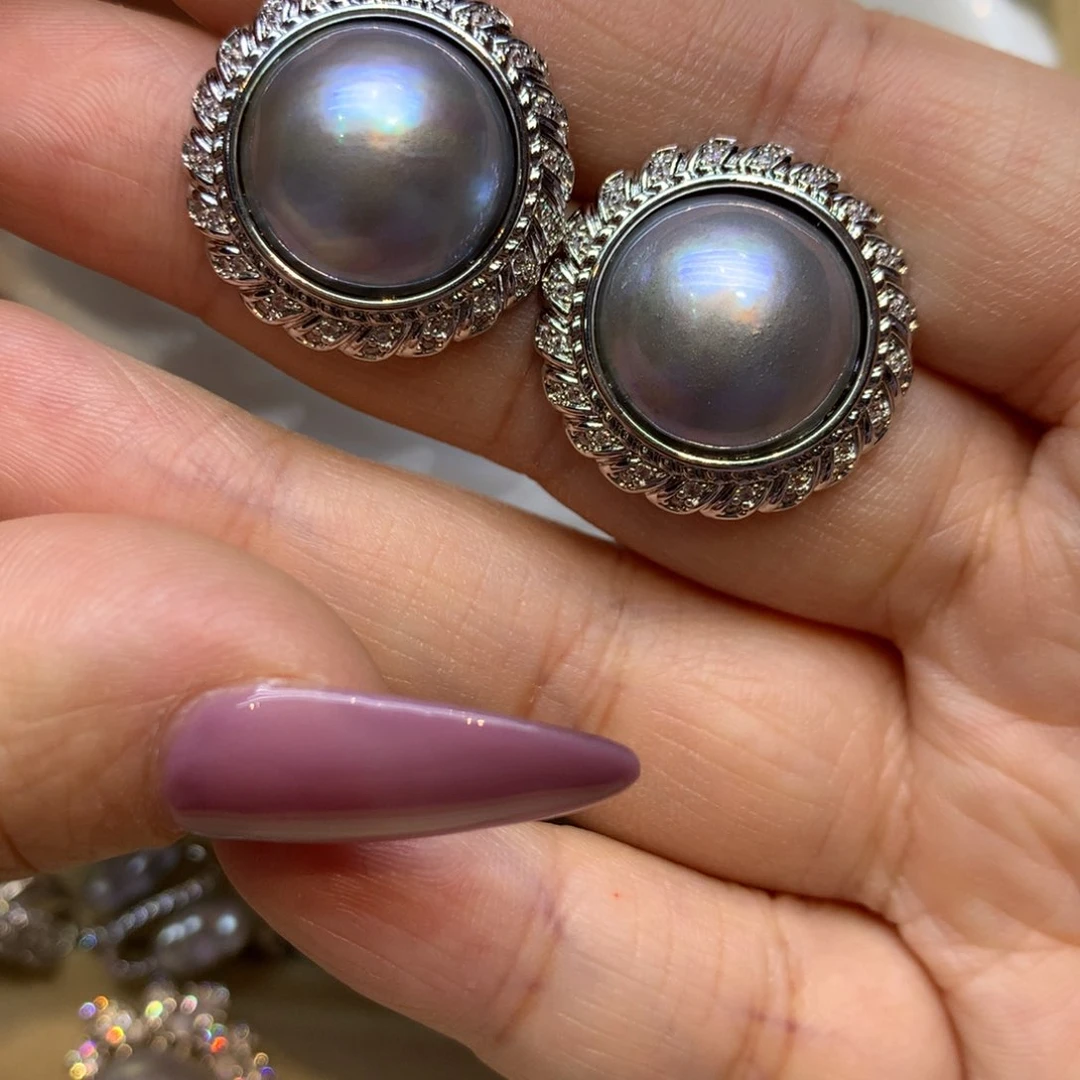 耳饰拼合珍珠（马贝珠）未镶嵌