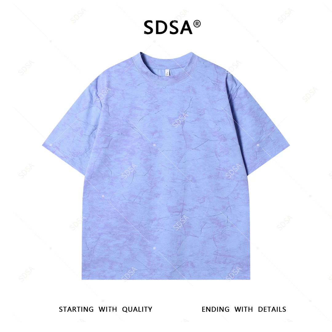 SDSA夏季新款男士痞帅设计师晕染小众圆领短袖T恤休闲简约上衣