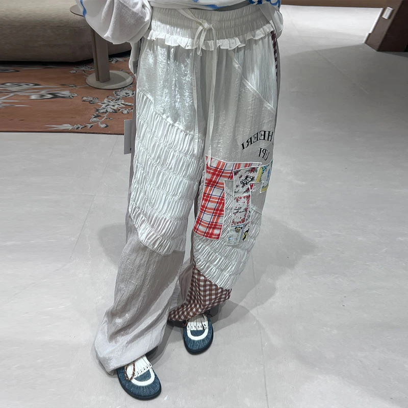 CHEER UP UNIFORM25设计师品牌夏季新款数字77拼接长裤