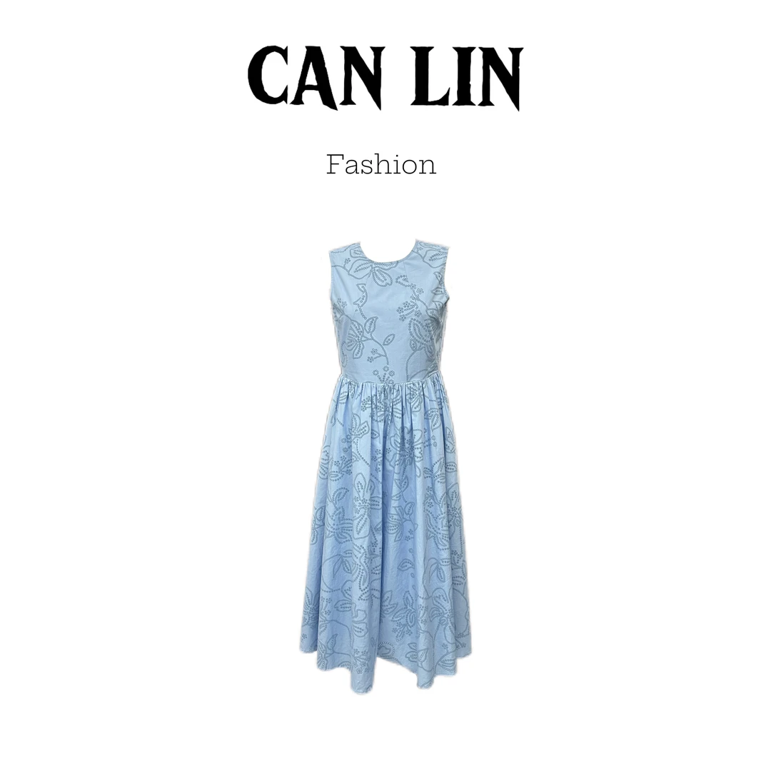 2025年春夏款复古慵懒无袖背心连衣裙女优雅宽松显瘦百搭长裙